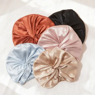 For Silk Sleep Cap Mulberry Silk Womens Confinement Cap Striped Four Seasons Adults Cross-Border Foreign Trade Wholesale