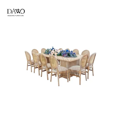 Modern Fluted Column Base Solid Wood Hotel Table Minimalist Home
