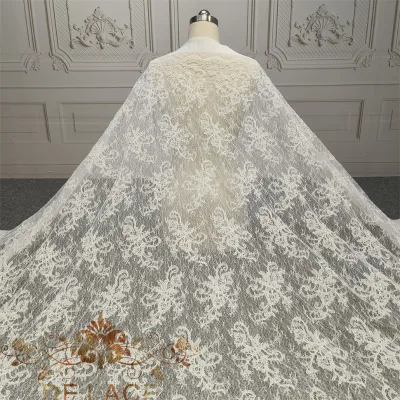 DELACE Soft Stretch Chantilly Fabric Floral French Lace with Cords Bridaldress Lace Flowery Pattern Tulle Wedding Lace