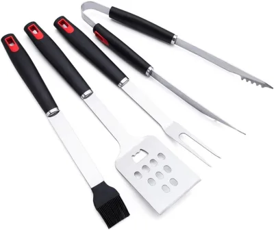 Promotion Popular 4 Pc Stainless Steel Bbq Grill Tools Set with Carry Bag