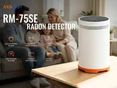 AIKESI RM-75SE Radon Detector for Home Use Fast Air Quality Detection PCi/L Bq/m 10-Minute Update Rechargeable IP54 LCD