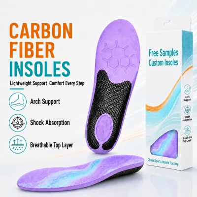 OEM Mini Faster Jump Higher Arch Support Shock Absorption Carbon Fiber Insoles Orthotic for Basketball Running Volleyball Sports