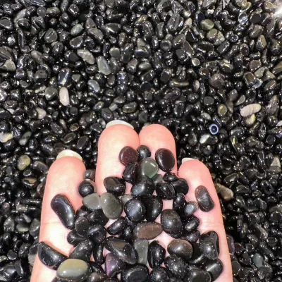 Wholesale Bulk High Quality Shungite  Polished  Crystal Gravel Black Tumbled Stones  Natural Black Obsidian Gemstones