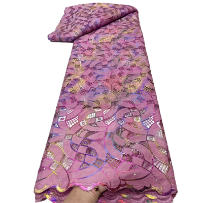 Laser Cut Lace Water Soluble Fabric Corded Embroidery Lace Fabric Hollow Textile Voile for Dress