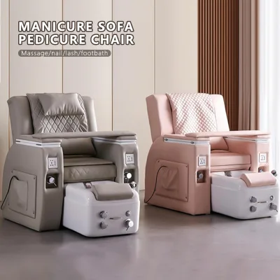 Hot Sale Led Light Pink Salon Reclining Manicure Chair Luxury Foot Pedicure Spa Chair With Massage