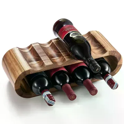 Wooden Home Wine Bottle Holder Storage Rack Small Red Wine Display Collection Rack