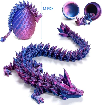 KK 3D Printed Dragon Eggs With Dragon Inside,Executive Dragon Fidget Desk Toys Gift,3D Dragon Toy Mystery Dragon Egg Posables
