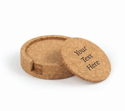 Renewable Cork coaster Set of 4 with Cork Holder Wood Coasters Great Gift for Various Events