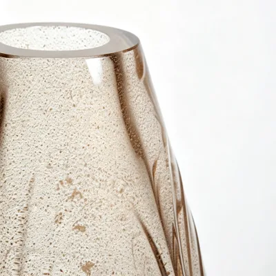 Modern Luxury Hand-Blown Glass Reed Diffuser Bottle Starry Gold Dust Ribbed Texture Aromatherapy Diffuser for Home Hotel Decor
