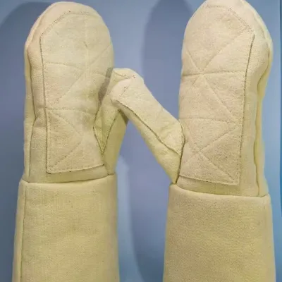500C Heat Resistant Kevlar Glove Two Finger Mitten Gloves 36CM Long 5MM Thick for Hot Aluminum Extrusion Handling