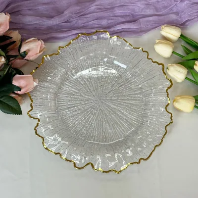Party Events Reception Decorations 13 Acrylic Plastic Charger Plates Hollow Semi Circle Rim Wedding Decoration