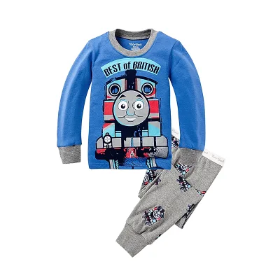 Kids Clothes Custom Your Design Blue Shirt and Pants Boys Kid Cotton Pajamas Set
