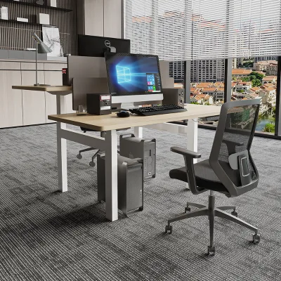 Dual Monitor Gaming Desk with Modular Stand, Anti-Fatigue Mat, and Heavy-Duty Steel Frame