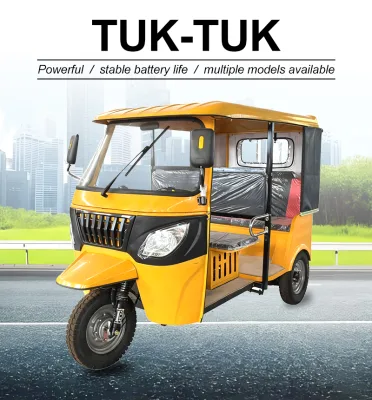 South America India High Power Open/Closed Body Double-Row Tuktuk Tricycle for Passenger Transport
