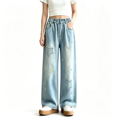 Girls for Denim Pants Cartoon Ice Silk Breathable Summer 2026 New Anti-Mosquito Softening Treatment Casual Long Trousers