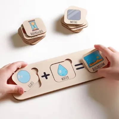 Best Selling 2025 Baby Lovely Flash Cards Puzzle Educational Wooden Cartoon Animals Montessori Wooden Puzzle for Kids Toys