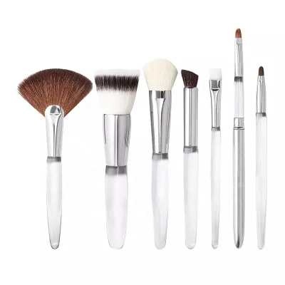 High Quality 7pcs Make up Brush Professional Glitter Handle Acrylic Vegan Makeup Brush Sets with Beauty Bag
