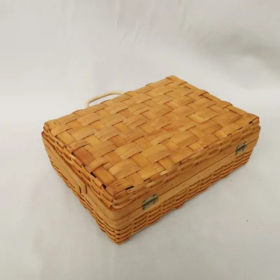 Cosmetic Jewelry Natural Home Decor Manufacturer Hand Woven Rattan Wood Gift Box Suitcase
