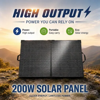 EVA Bag Design 28% High Efficiency Lightweight 200W Portable Folding Bifacial Solar Panel Support Multi-Port