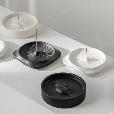 Minimalist Wire Incense Ceramic Plate Indoor Geometric Home Sandalwood Plate Wholesale