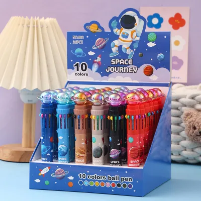 10 Color Creative Cute Astronaut Ten Color Ballpoint Pen Student High Aesthetic Value Practical Color Accounting Pen
