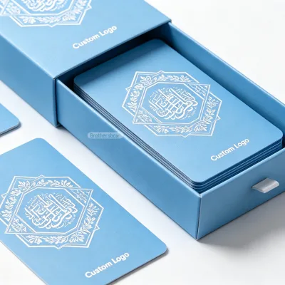 High Quality Complete Set Daily Protection Blessings Cards Custom Printing Gold Foil Islamic Dua Cards With Drawer Box