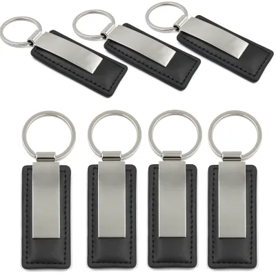 Keyring Keychain Holder Wholesale Faux Saffiano Sublimation Real Laser Logo Leather Car Keychain Key Chain for Car