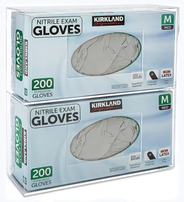Double Side Loading Acrylic Glove Dispenser Clear Disposable Glove Box for Medical Latex Rubber Nitrile Exam