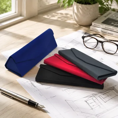 Wholesale Eyeglasses Cases Bags Foldable Design Triangle Matte PU Shockproof Custom Logo Portable Optical Eyewear Glasses Case