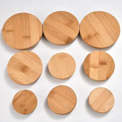 Eco-Friendly 47mm 53mm 65mm 80mm 85mm 100mm Bamboo Wood Screw Lid Caps for Cream Jars Sspice Jars Glass Jars Bottle