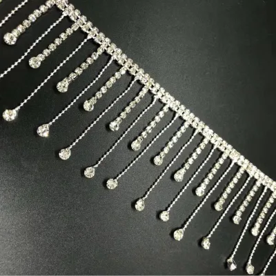 New Arrival Good Quality Crystal Rhinestone Chains Sew-on White Glass Rhinestones Chains Hotselling