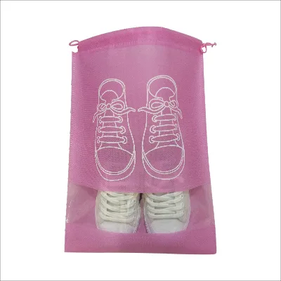 Wholesale High Quality Travel Slippers Double Rope Drawstring Bag Reusable Waterproof Non Woven Shoes Dust-proof Bag