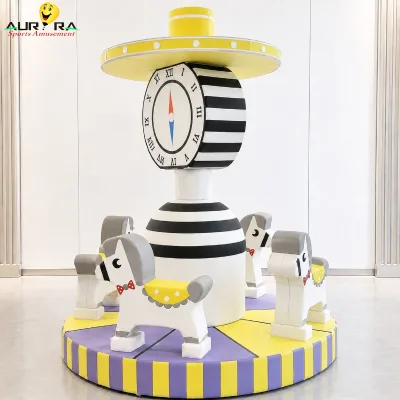 Mini Music Aluminum Electric Ride Merry-Go Soft Play Equipment for Preschool Kindergarten Indoor Playground School Commercial