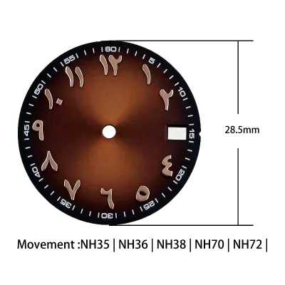 Reliable Quality 28.5mm Nh35 Dial Arabic Numbers Dial Wrist Watch Mod