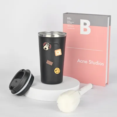 200pcs Custom Logo 380ml Double Wall 304 Stainless Steel Heated Vacuum Coffee Cup Insulated Thermal Travel Mug with Lid