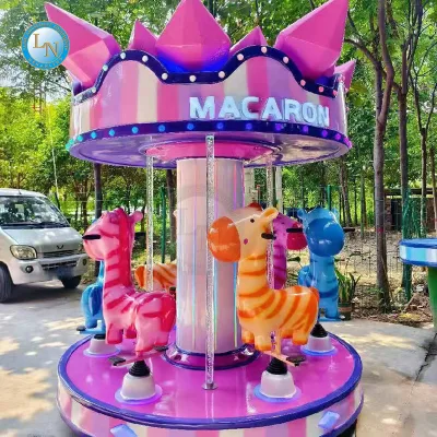 Small Indoor Amusement Park Equipment 6P Rotating Carousel with Zebra & Giraffe for Kids