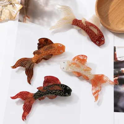 Goldfish Acetate Handmade Hair Clip New Chinese-style Gold-accented Koi Updo Vintage Gentle Hair