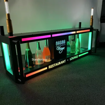 OEM Party Nightclub Bar Metal Acrylic Custom LOGO Glowing Champagne Glorifier VIP Service Display LED Bottle Presenter