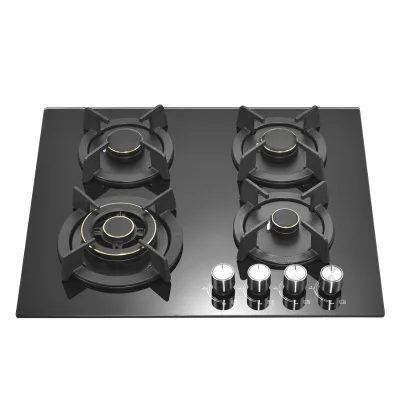 Table Top / Built in Kitchen Cooking Gas Cooker Hob,Tempered Glass Cooktops 4 Burner LPG NG Gas Stove
