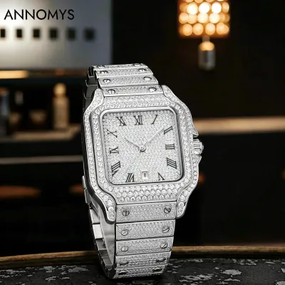 Full Diamond Jewelry D Color VVS1 Iced Out Moissanite Hip Hop Iced Out Automatic Watches Gold Luxury Men Mechanical Watch