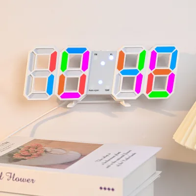 Classroom Halloween Decor Large Display Electric 3D Wall Led Alarm Digital Clock 3D Led Cube Digital Clock With Remote Control