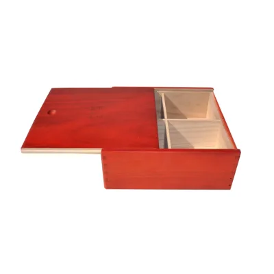 Orange Wooden Mooncake & Cookie Storage Box with 4 Dividers Sliding Lid Rectangle Shape for Convenient Organization Storage Bins