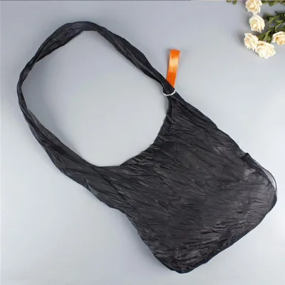 Wholesale Medium Box Foldable Shoulder Polyester Shopping Bag Custom Printed Logo Portable Retractable Grocery Bag Reusable
