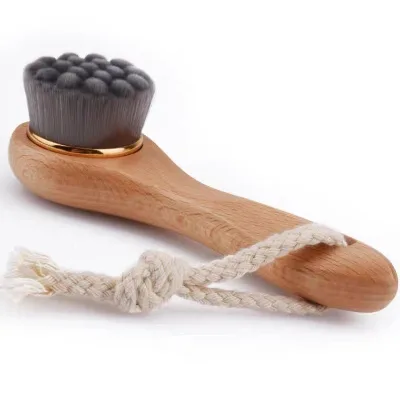 Beech Wood Bamboo Charcoal Face Brush Soft Bristle Face Cleanser Brush Makeup Face Clean Tool Facial Cleaning Brush