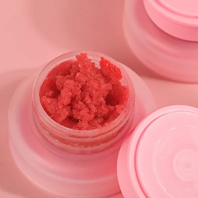 Wholesale Custom Lip Care Moisturizing Organic Lipscrub Vegan Private Label Exfoliating Sugar Pink Fruit Strawberry Lip Scrub
