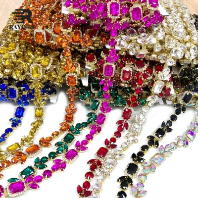 JP Glass Colorful Flat Sew-On Rhinestone Trims Nickel-Free Eco-Friendly for Clothing Bags Shoes Garments Dresses