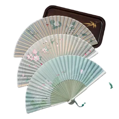Custom Printed Folding Gift Business Folk Bamboo Handle Handmade Bamboo Crafts