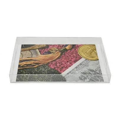 Double Layer Detachable Paper Changing Acrylic Tea Tray, Desktop Jewelry, Key Storage Tray, Custom Interior Display Tray