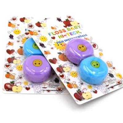 10 Meters Waxed Mint Flavor Mini Round Dental Floss with Cartoon Stickers As Kids Gift