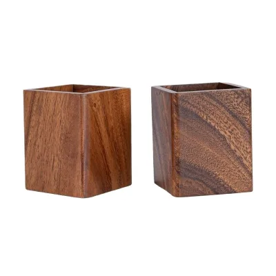 Wholesale Modern Solid Walnut Wood Pen Stand & Organizer Single Tier Office Desk Pen Holder